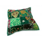 Jaipuri Patch Work Design Cotton Cushion Covers in Green Color Size 17x17 Inch